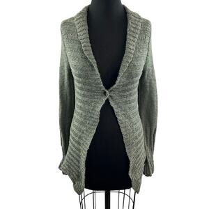 INCA MAMA by Carmela Pinillos Green Pima Cotton Ribbed Cardigan Sweater S NEW